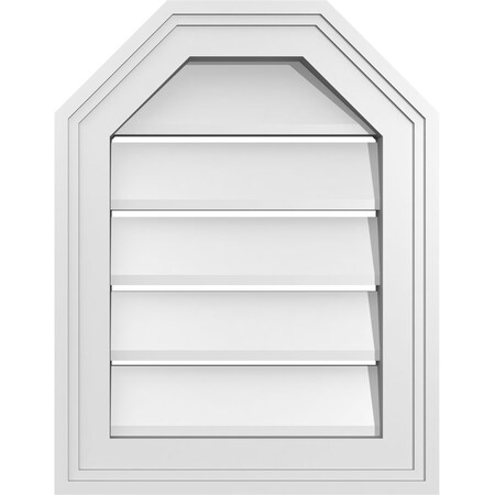 Ekena Millwork Octagonal Top Surface Mount PVC Gable Vent w/ 2"W x 1-1/2"P Brickmould Frame, 14"W x 18"H GVPOT14X1802SF